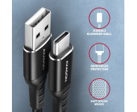 AXAGON BUCM-AM20AB Kabel USB-C - USB-A, 2m, USB 2.0, 3A, ALU, oplot, Czarny - 1353465 - zdjęcie 4